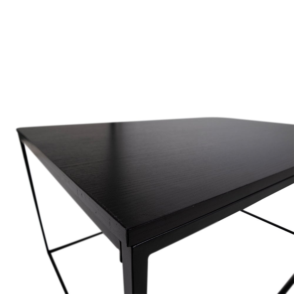 Couchtisch aus Stahl mit schwarzer Glasplatte, 90 × 60 × 45 cm | VIA X SELECTION