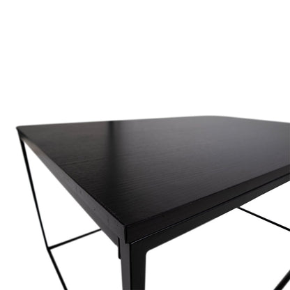 Couchtisch aus Stahl mit schwarzer Glasplatte, 90 × 60 × 45 cm | VIA X SELECTION