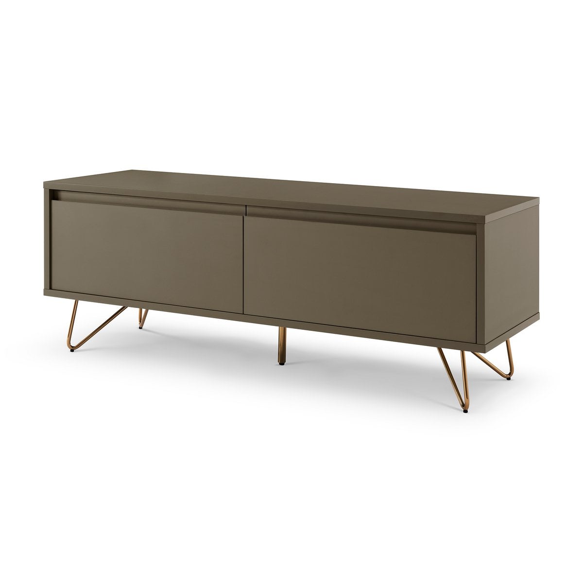 TV-Lowboard in Grau mit goldfarbenen Metallbeinen, 120 × 40 × 45 cm | VIA X SELECTION