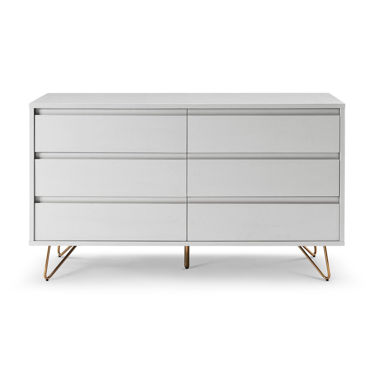 Kommode weiß mit 6 Schubladen, 40 × 120 × 70 cm | VIA X SELECTION