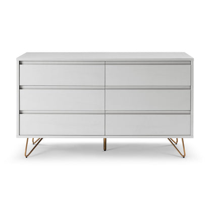 Kommode weiß mit 6 Schubladen, 40 × 120 × 70 cm | VIA X SELECTION