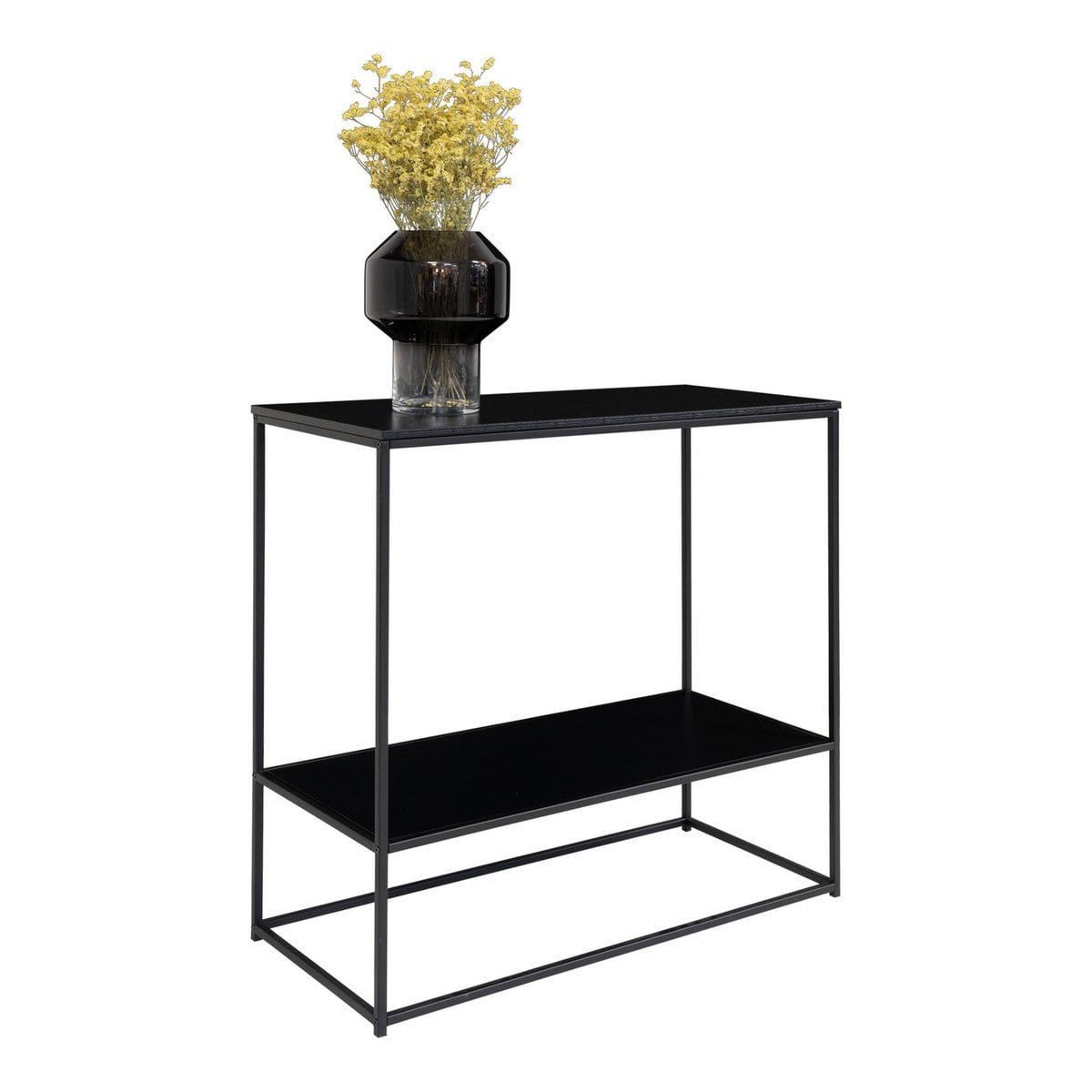Konsolentisch schwarz mit 2 Ablagen, 80 × 36 × 80 cm | VIA X SELECTION