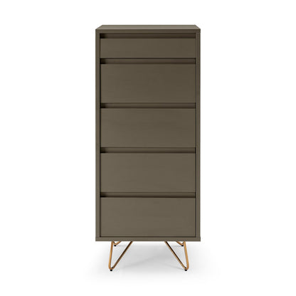 Hochkommode grau mit Spiegelklappe, 40 × 45 × 110 cm | VIA X SELECTION