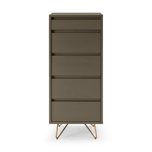 Hochkommode grau mit Spiegelklappe, 40 × 45 × 110 cm | VIA X SELECTION