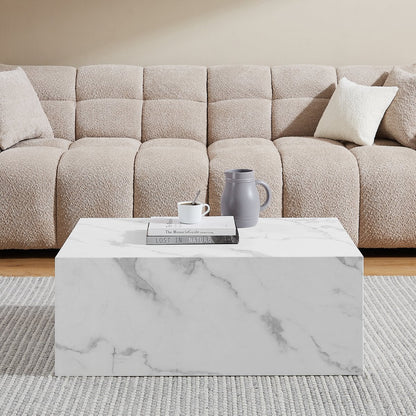 Couchtisch in weißer Marmoroptik, 90 × 60 × 35 cm | VIA X SELECTION