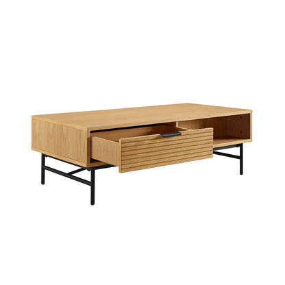 Couchtisch aus Eichenfurnier mit Schublade, 120 × 60 × 40 cm | VIA X SELECTION