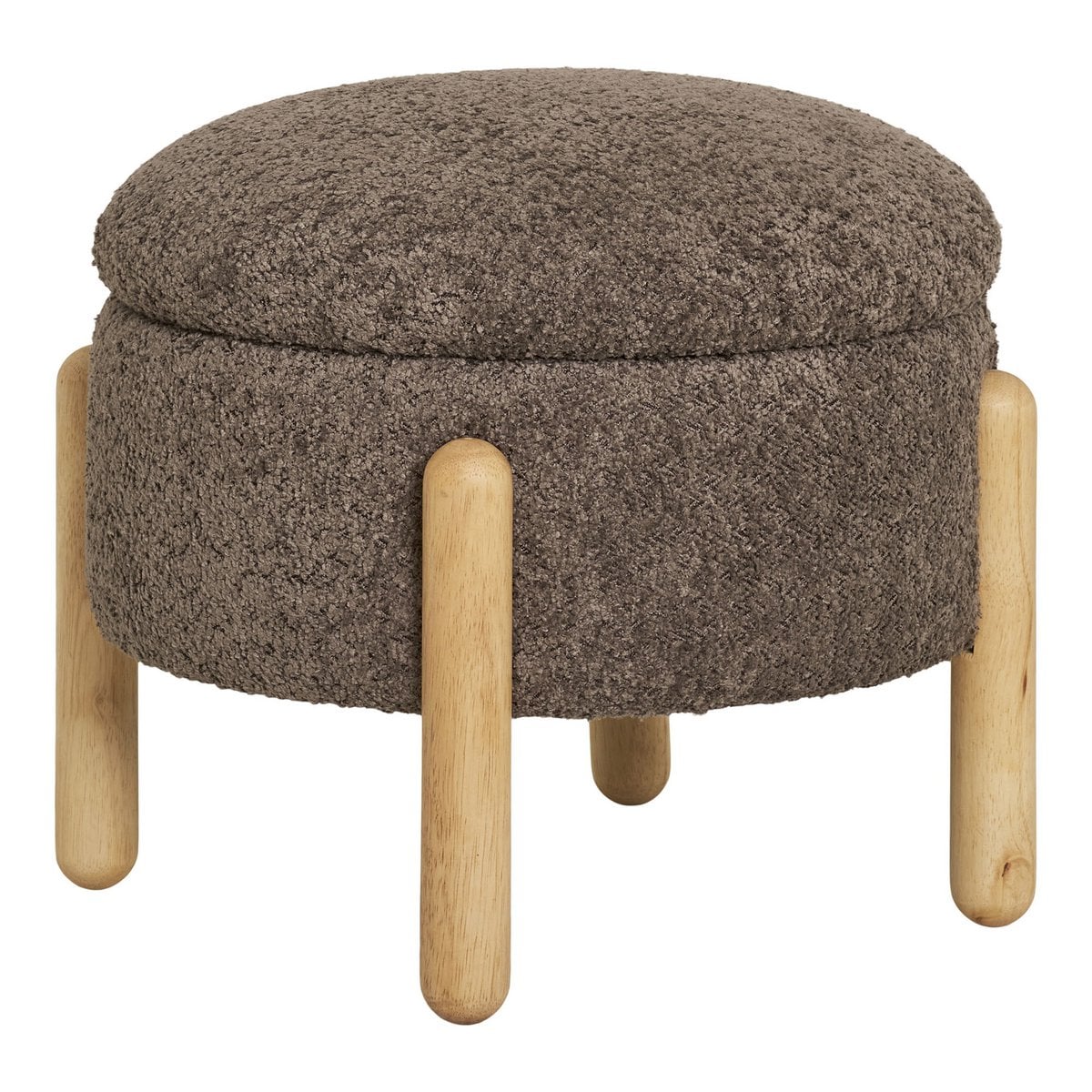 Bouclé-Pouf mit Stauraum Braun | VIA X SELECTION