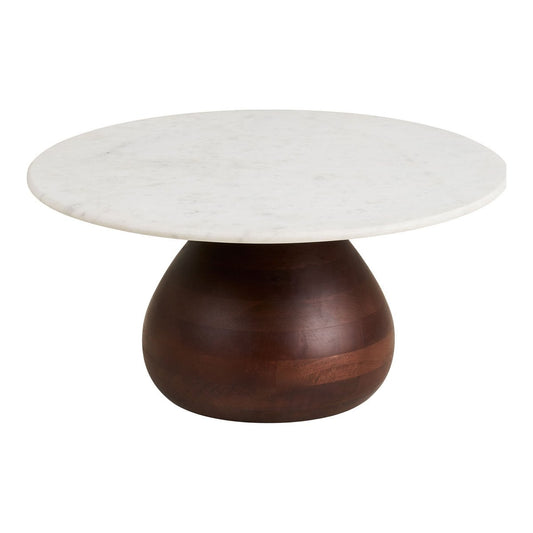 Runder Couchtisch aus Marmor und Mangoholz, Ø, 70 × 35 cm | VIA X SELECTION