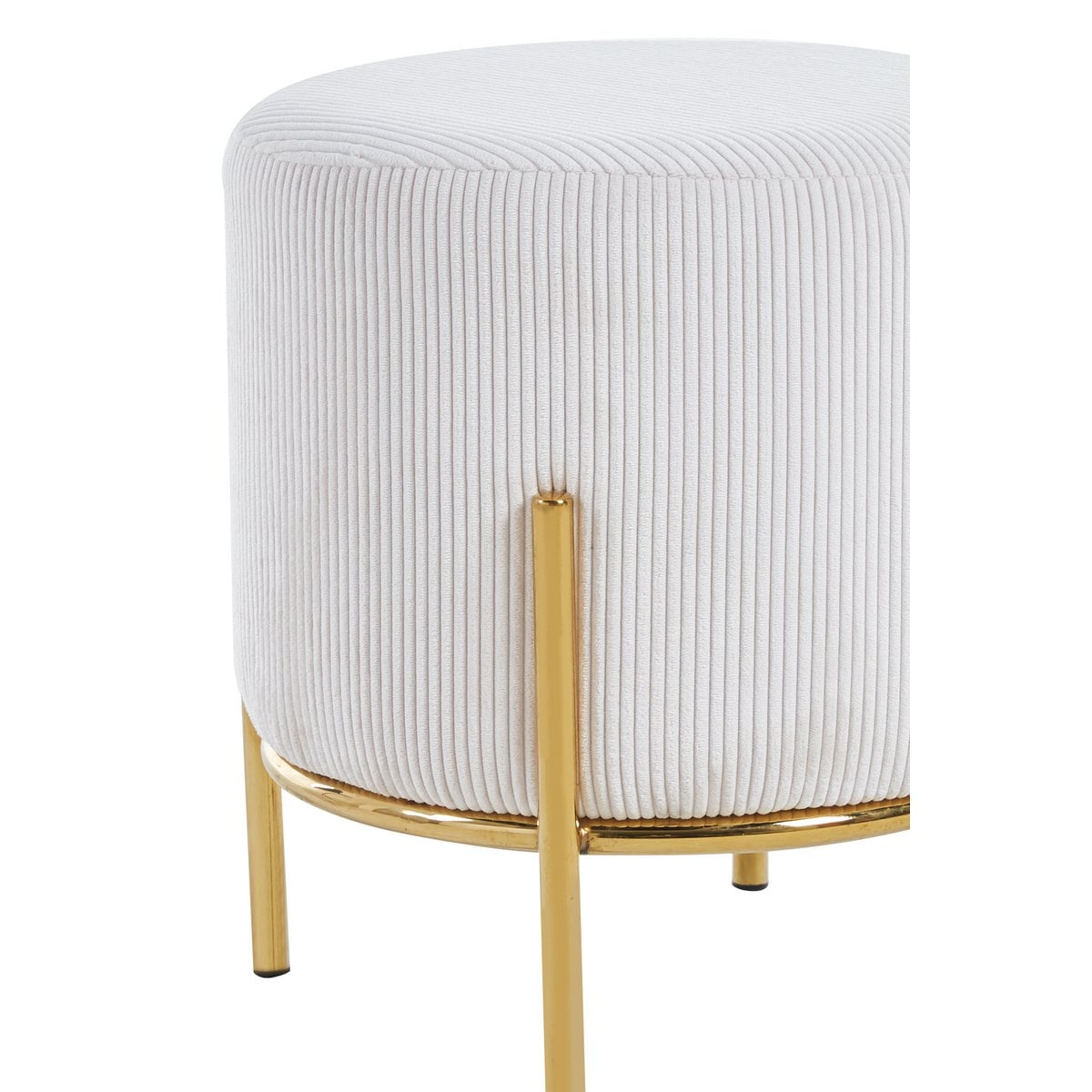 Polsterhocker aus Cordoptik beige mit goldfarbenem Gestell | VIA X SELECTION