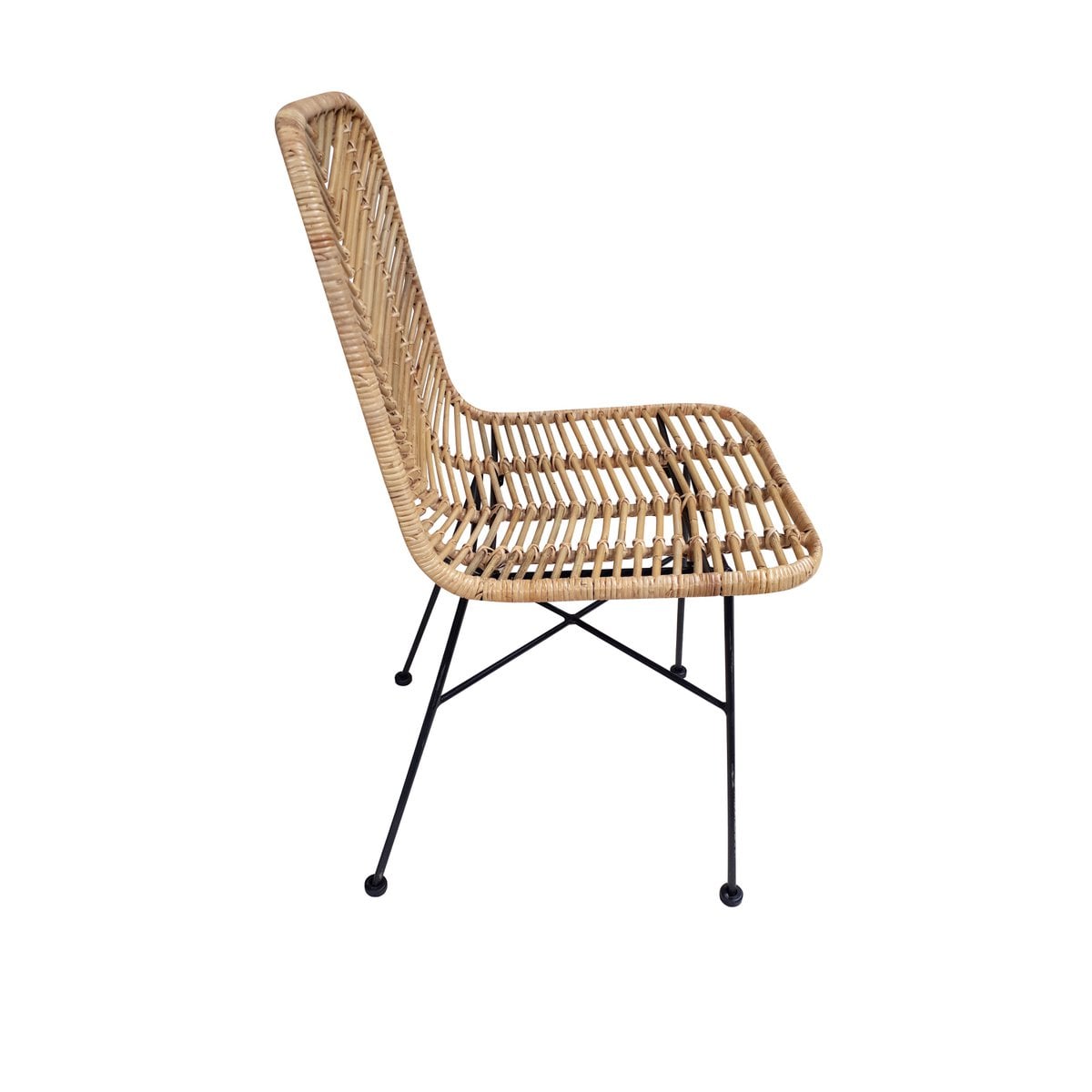 Esszimmerstuhl aus Rattan mit schwarzem Metallgestell im 2er-Set | VIA X SELECTION