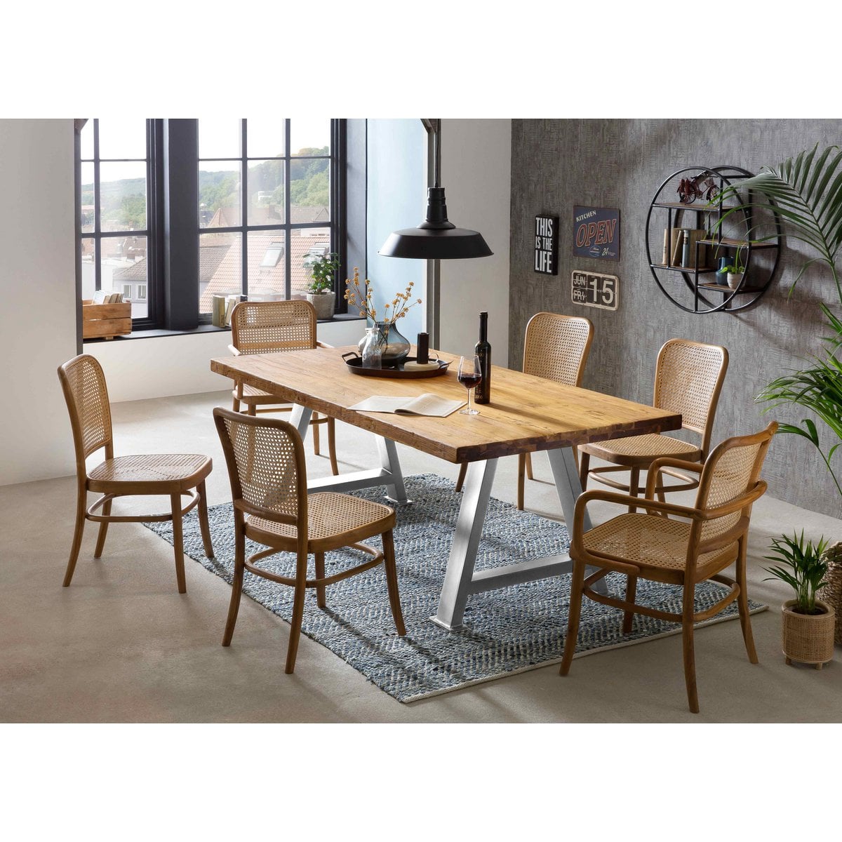 Esszimmerstuhl aus Teakholz mit Wiener Geflecht im Kaffeehaus-Stil | VIA X SELECTION