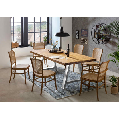 Esszimmerstuhl aus Teakholz mit Wiener Geflecht im Kaffeehaus-Stil | VIA X SELECTION