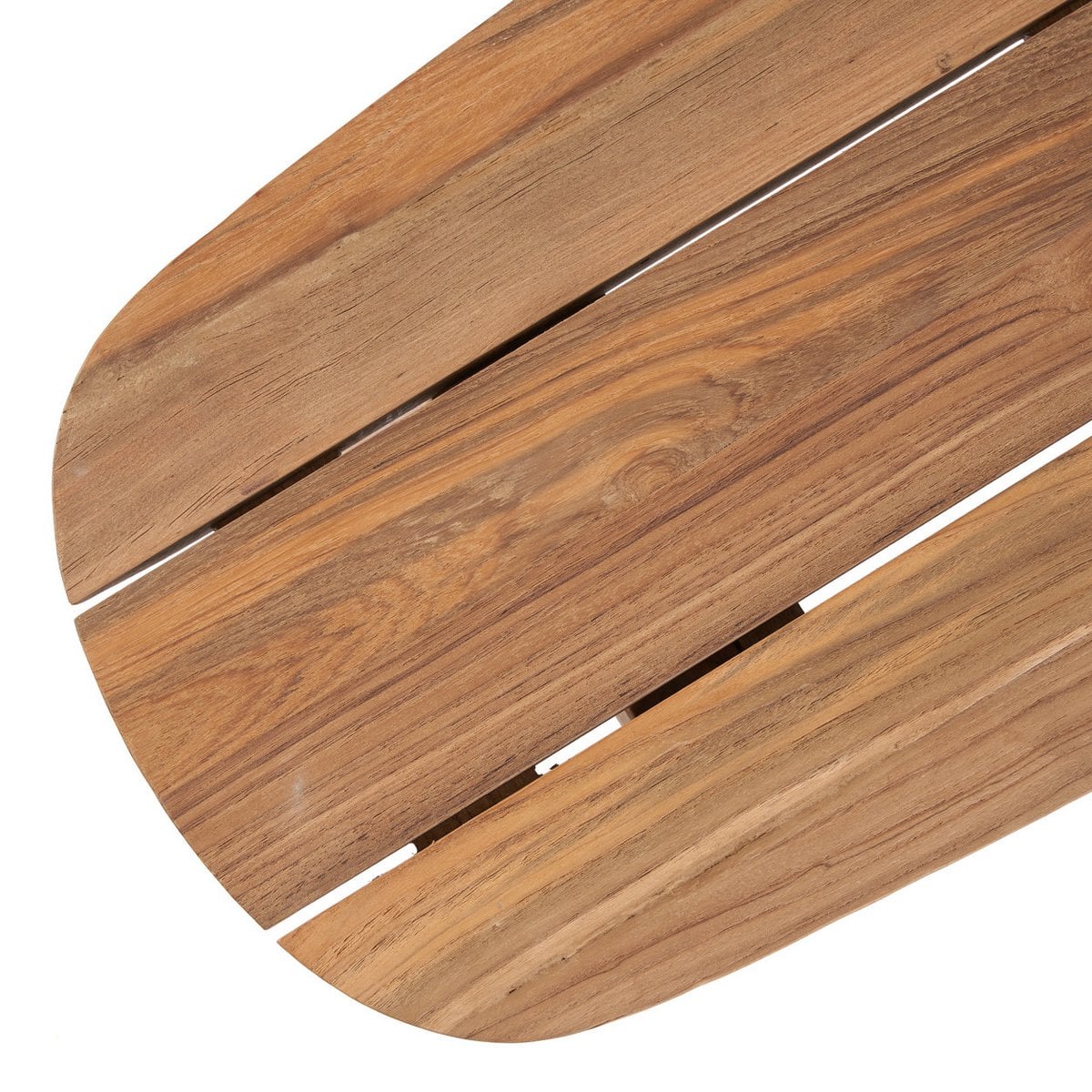Outdoor-Sitzbank aus recyceltem Teakholz natur mit runder Form | VIA X SELECTION