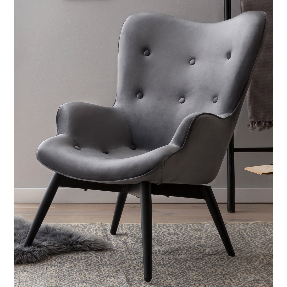 Polstersessel aus Samt in Grau | VIA X SELECTION