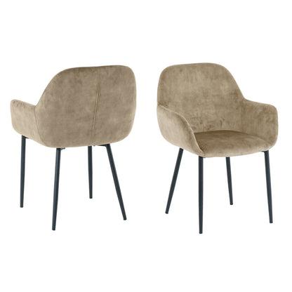 Armlehnstuhl aus Samt beige im 2er-Set | VIA X SELECTION