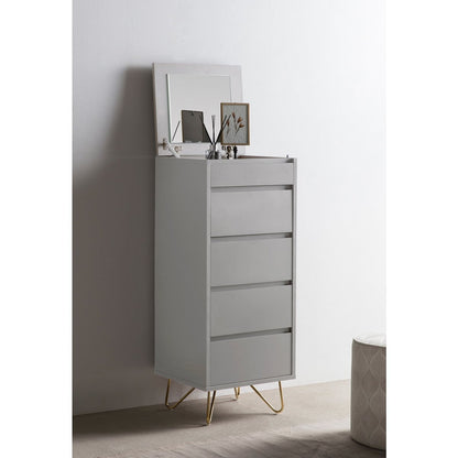 Hochkommode weiß mit Spiegelklappe, 40 × 45 × 110 cm | VIA X SELECTION