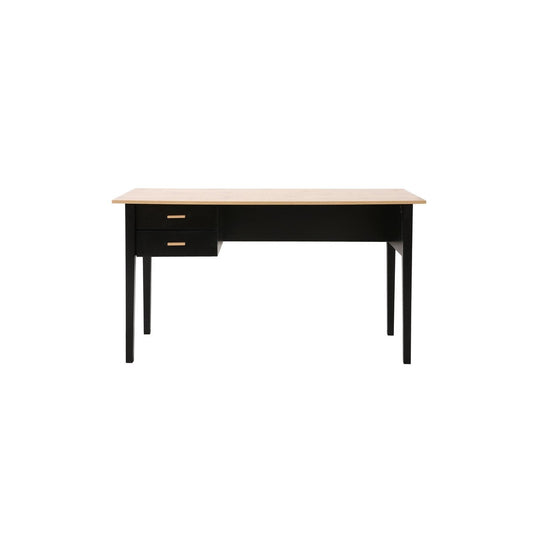 Schreibtisch schwarz mit heller Platte und zwei Schubladen 140 cm | VIA X SELECTION