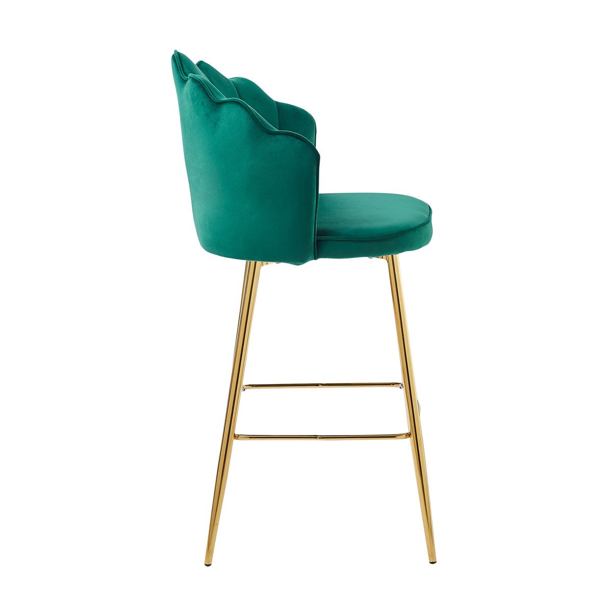 Barhocker im Muscheldesign aus Samt grün im 2er-Set | VIA X SELECTION