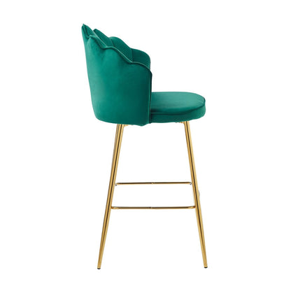 Barhocker im Muscheldesign aus Samt grün im 2er-Set | VIA X SELECTION