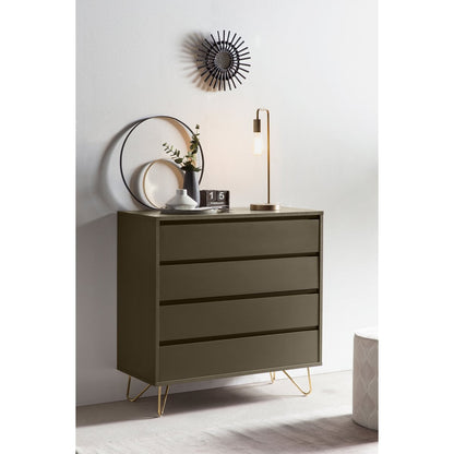 Kommode grau mit 4 Schubladen, 40 × 90 × 90 cm | VIA X SELECTION