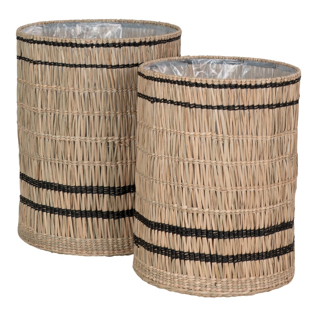 Pflanzkorb-Set aus Seegras, Natur/Schwarz, 2-teilig | VIA X SELECTION