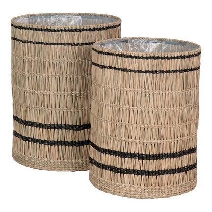 Pflanzkorb-Set aus Seegras, Natur/Schwarz, 2-teilig | VIA X SELECTION