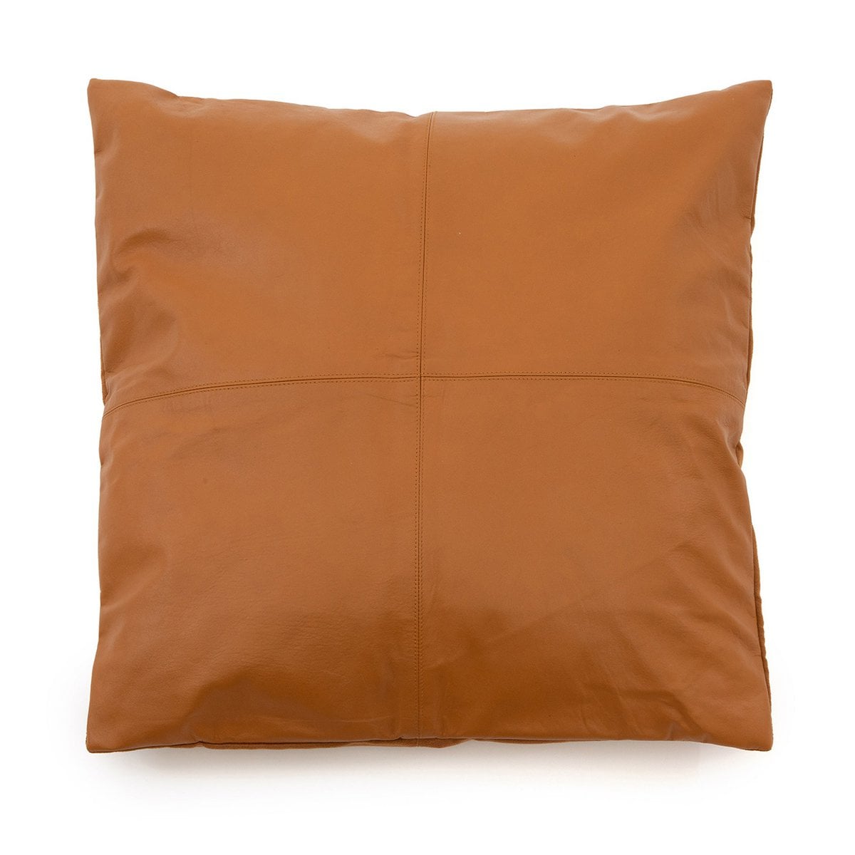 Kissenbezug aus Leder in Cognacbraun, 60 × 60 cm | VIA X SELECTION