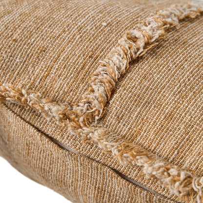 Kissenbezug aus Leinen in Natur und Braun mit Fransen, 50 × 50 cm | VIA X SELECTION
