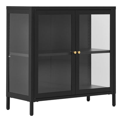 Vitrinenschrank schwarz mit Glasfront, 35 × 80 × 80 cm | VIA X SELECTION