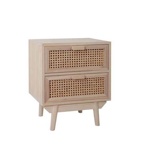 Nachttisch mit Rattangeflecht und zwei Schubladen, 42 × 36 × 50 cm | VIA X SELECTION