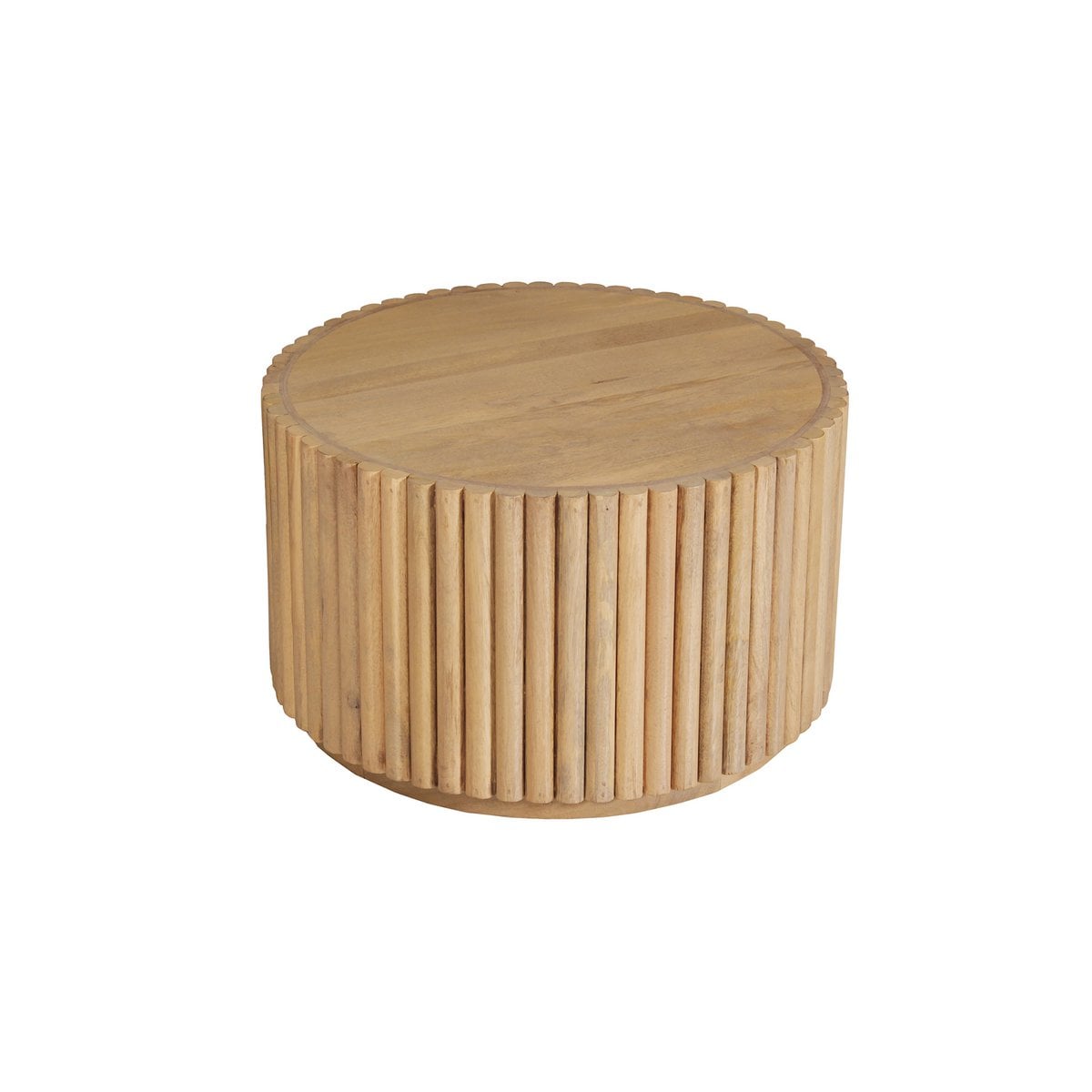 TOM TAILOR Home runder Couchtisch aus Mangoholz mit geripptem Fuß, Ø, 55 × 34 cm | VIA X SELECTION