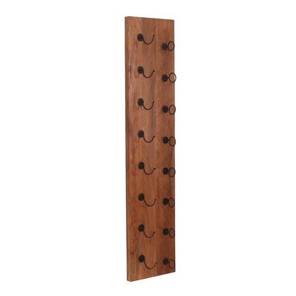 Wand-Weinregal aus Akazienholz und schwarzem Metall für 8 Flaschen, 16 × 33 × 148 cm | VIA X SELECTION