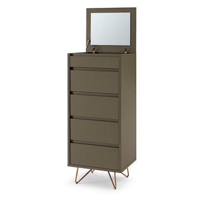 Hochkommode grau mit Spiegelklappe, 40 × 45 × 110 cm | VIA X SELECTION